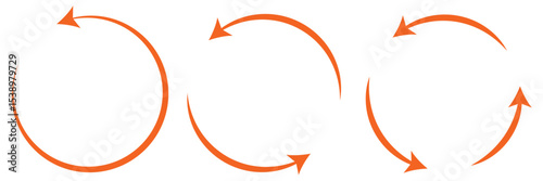  Set of circle arrow icon. Rotate arrow and spinning loading symbol. Circular rotation loading elements, redo process. Vector set of circle arrows isolated on white background. 