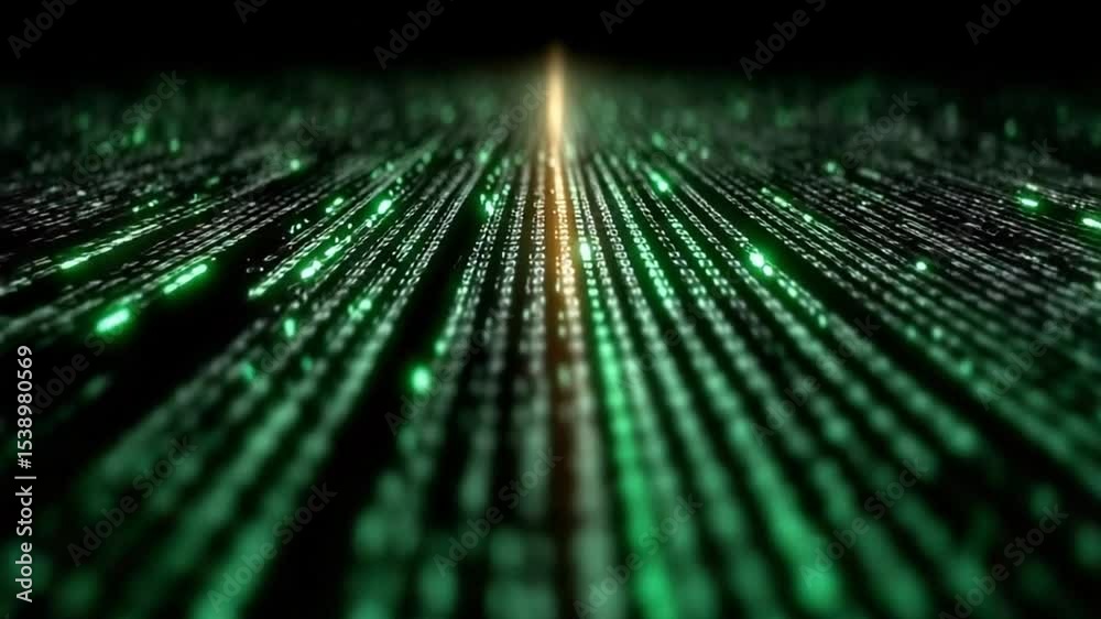 Digital matrix background animation with streaming code rain effect and data flow