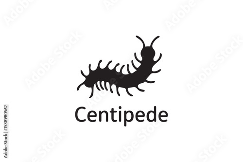 Centipede lice silhouette on white background.01