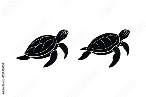 Turtle Vector Illustration, Flat Design Turtle Vector, Ocean Turtle Vector for Marine Life