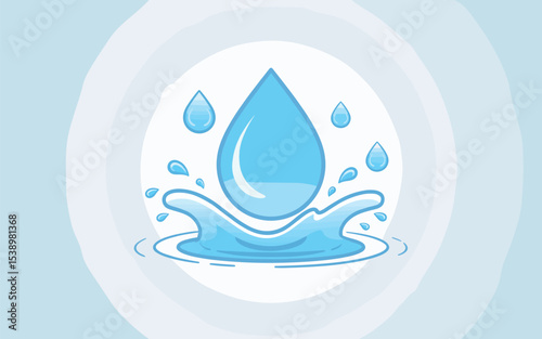 Water Drop Splash Illustration Clean, Fresh, and Simple Vector Graphic