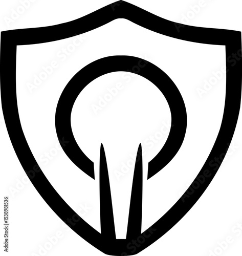 Shield with Central Circle Icon - Security and Protection Symbol