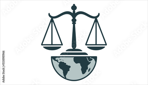 Justice Scale with Globe Balance Law Symbol Vector