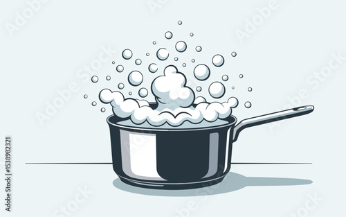 Boiling Water in a Pot A Simple Vector Illustration