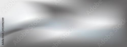 Silver foil background with metal mirror texture. Chrome gradient surface with light gloss. Vector aluminum grey sheet with reflection. Platinum and titanium abstract cold bg