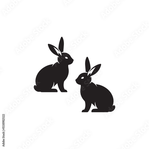 rabbit shilhuette icon set