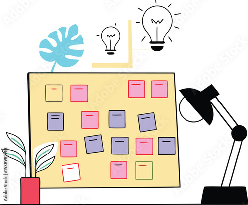 Thinking for Business Idea Vector Illustration, Creative Planning and Innovation Concept in Flat Design