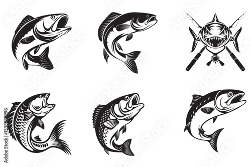 Tribal and Realistic Fish Vector Set for Illustrators Design