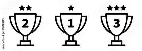 Trophy icon in outline style representing achievement, winner status, award, success, or championship recognition.