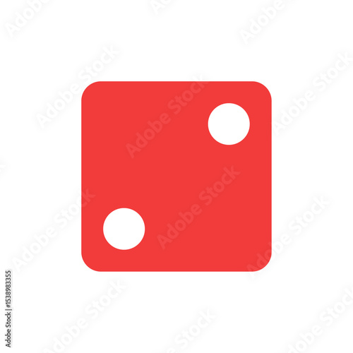 Red die showing two dots, representing the number 2 in dice games, chance, or gambling icons. Ideal for board games, gaming apps, and entertainment-related content.