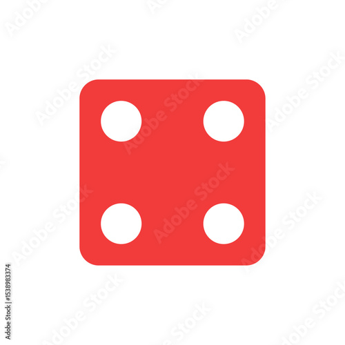 Red die showing four dots, representing the number 4 in dice games, chance, or gambling icons. Ideal for board games, gaming apps, and entertainment content related to probability and luck.