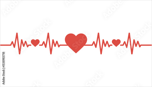 Heartbeat Line with Heart Icon Vector Illustration
