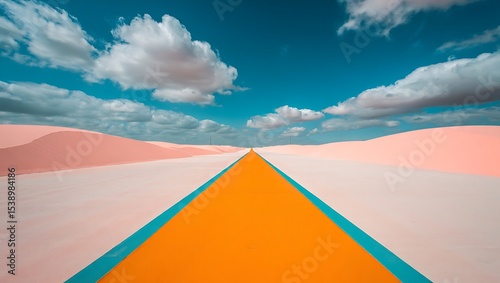 Colorful landscape with road leading to horizon