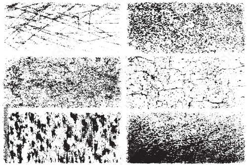 Set of Six Black and White Grunge Textures