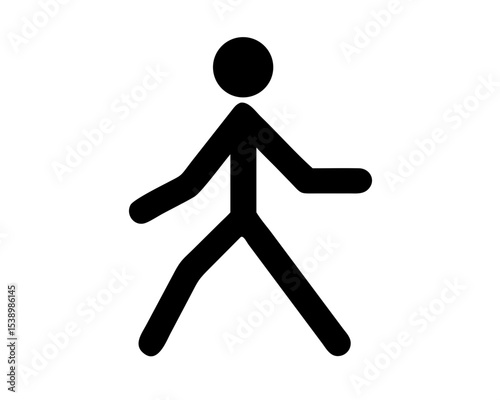 Gender-Neutral Walking Figure Outline - Universal Pedestrian Icon on White Background