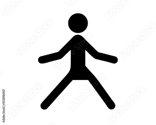 Gender-Neutral Walking Figure Outline - Universal Pedestrian Icon on White Background