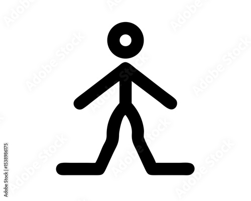 Gender-Neutral Walking Figure Outline - Universal Pedestrian Icon on White Background