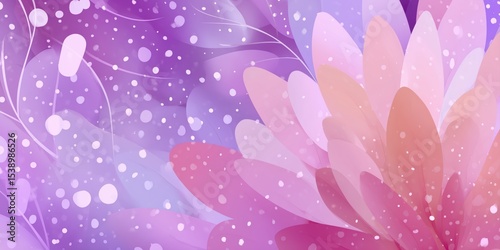 Delicate Flower Petal Illustration in Pink and Purple Tones with Light Particles

