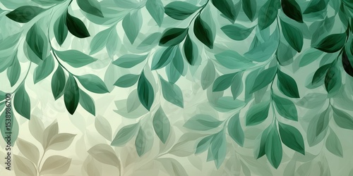 Soft Layered Leaf Design Featuring Various Shades of Green in a Nature-Inspired Layout

