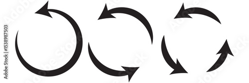 Set of circle arrow vector icons. Recycling icon. Circular vector arrows. Refresh and reload arrow icon. Arrows flat sign. Repeat cycle symbol on white background. Vector icon. Eps 10