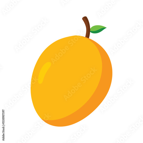 Ripe juicy mango with golden flesh Vector illustration on white background