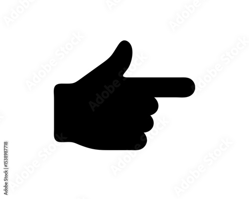 Right Pointing Hand Silhouette Vector - Directional Icon on Light Blue Background