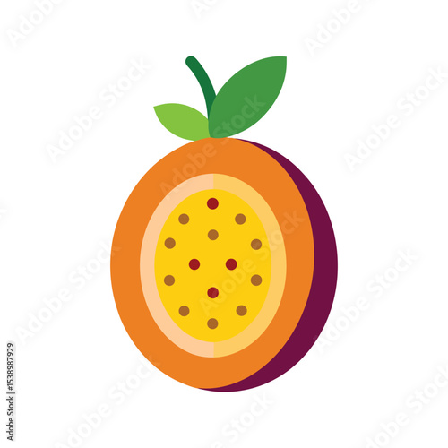 Passion fruit with pulp and seeds Vector illustration on white background