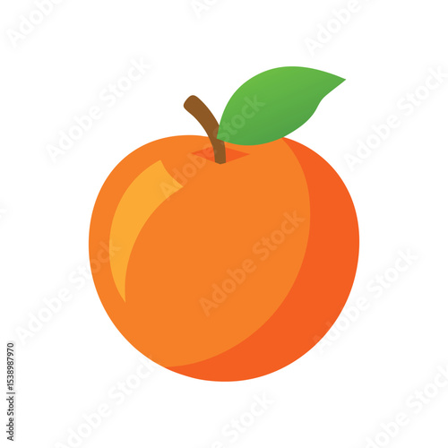 Juicy peach with pit half cut Vector illustration on white background