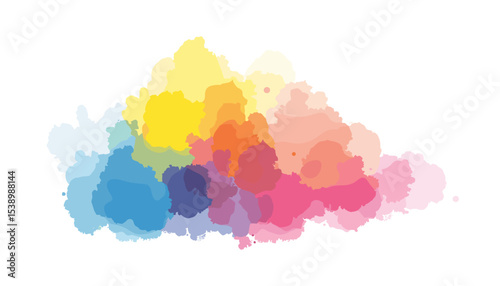 Colorful abstract watercolor splash in soft pastel hues in simple sketch style    