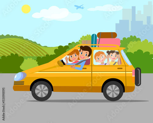 family goes on summer vacation