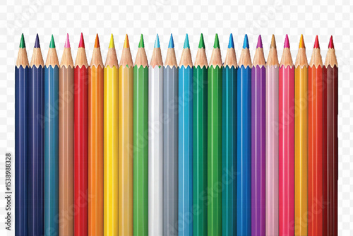  realistic 3d multi color or rainbow color pencil isolated on transparent background