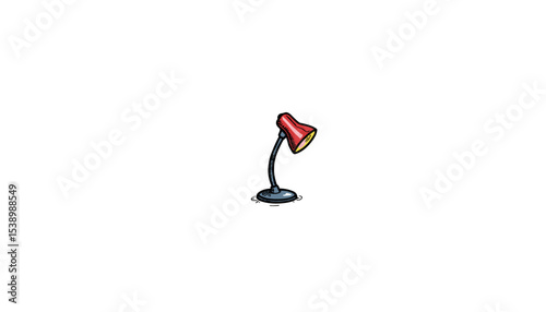 Red desk lamp with black base in minimalistic sketch design  