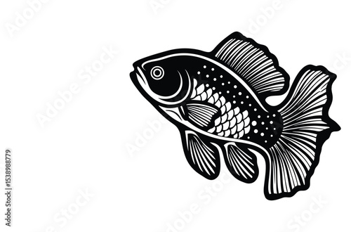 Fishing logo. Bass fish club emblem. Fishing theme vector illustration. Isolated on white Background