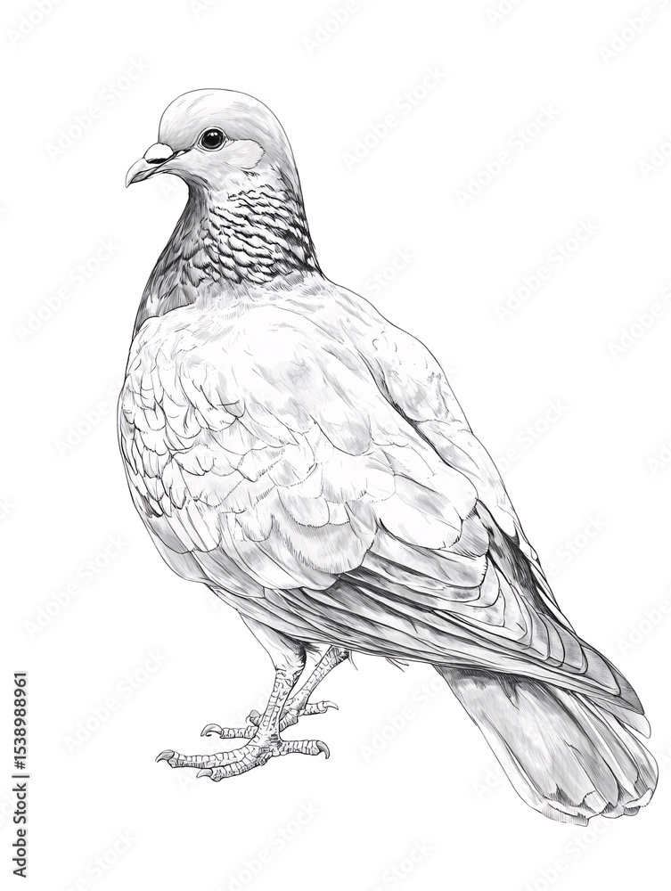 Fototapeta premium Elegant Pigeon Engraving