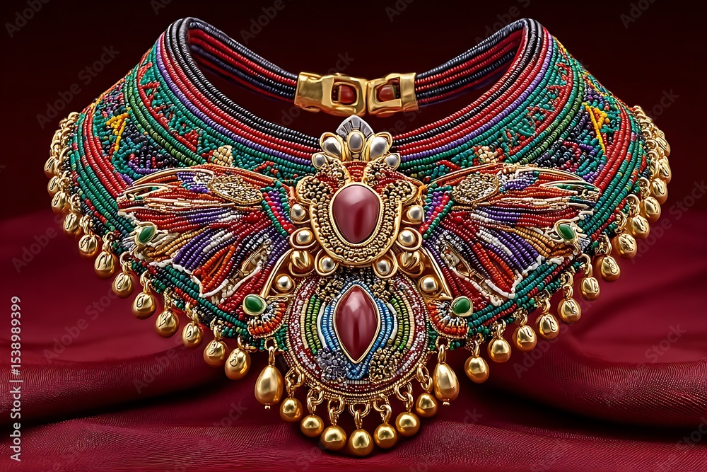 Obraz premium Rich beaded necklace with detailed patterns high resolution picture