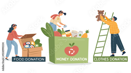 "Giving Hands, Caring Hearts – Charity Donation Scene"

