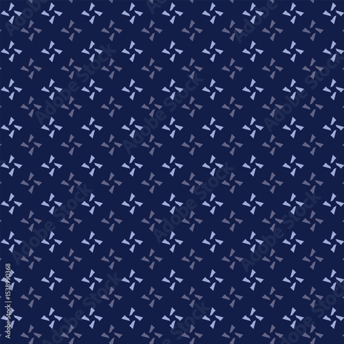 Small white flowers pattern doodle shapes motif continuous classic blue background. Modern floral fabric design textile swatch ladies dress, men's shirt all over print block.	