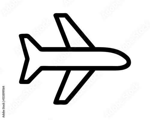 Airplane Side View Outline - Pure White Background Vector Silhouette