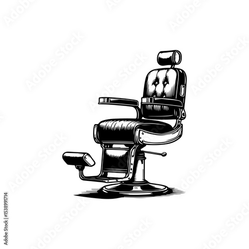Barber chair illustration on white background. Design element for poster, emblem, sign, badge. Vector illustration