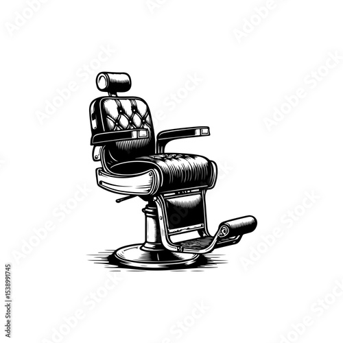 Barber chair illustration on white background. Design element for poster, emblem, sign, badge. Vector illustration