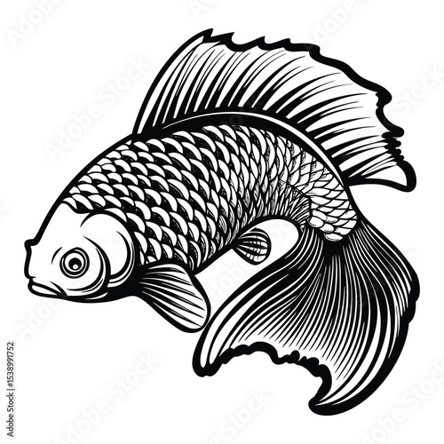 Big bass fish with USA flag vector for t-shirt Big bass fish vector design set illustration A big fish silhouette vector.