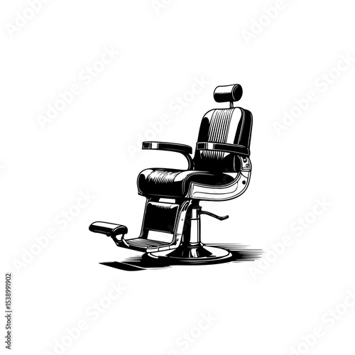 Barber chair illustration on white background. Design element for poster, emblem, sign, badge. Vector illustration