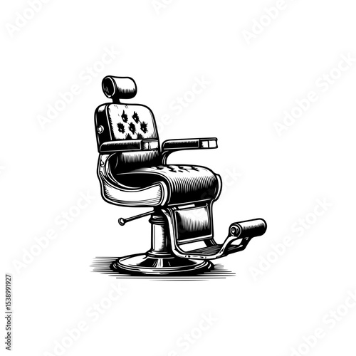 Barber chair illustration on white background. Design element for poster, emblem, sign, badge. Vector illustration