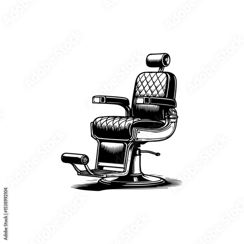 Barber chair illustration on white background. Design element for poster, emblem, sign, badge. Vector illustration