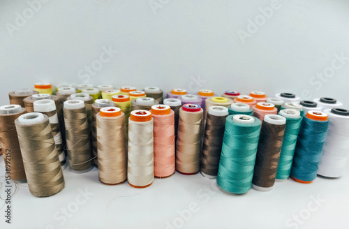 Collection of Colorful Sewing Thread Spools