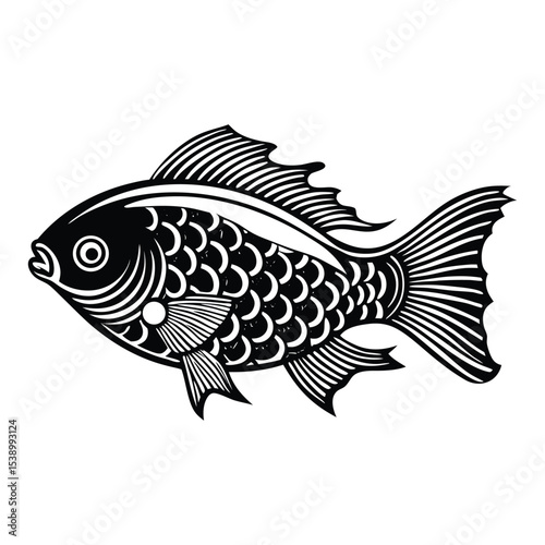 Cartoon fishes set, isolated design elements