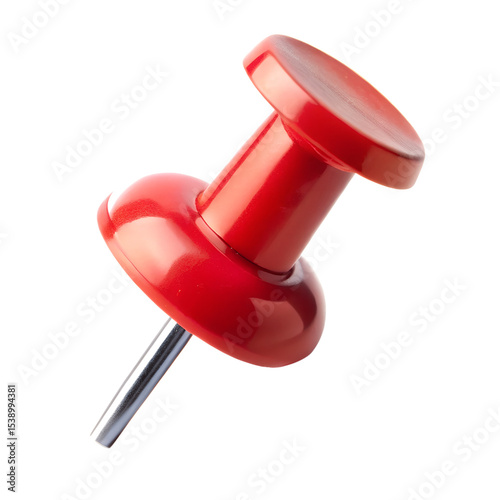 Red push pin isolated on transparent background