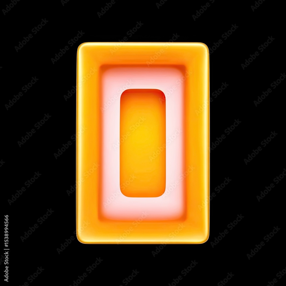 Neon Orange Letter O in a Black Void Neon Orange Letter O in a Black Void