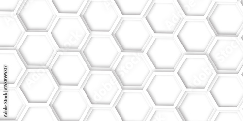 Abstract geometric technology 3d white light structure technology out line hexagon polygonal honeycomb luxury pattern vector background.