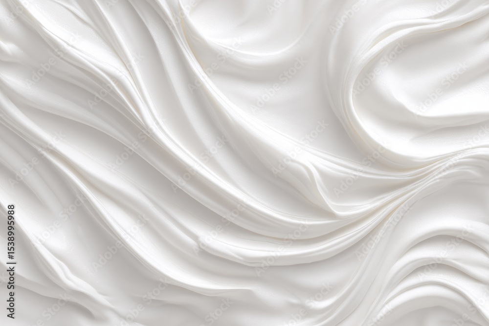 Naklejka premium Swirling, creamy white substance forms elegant, flowing waves and folds, creating a luxurious, smooth texture